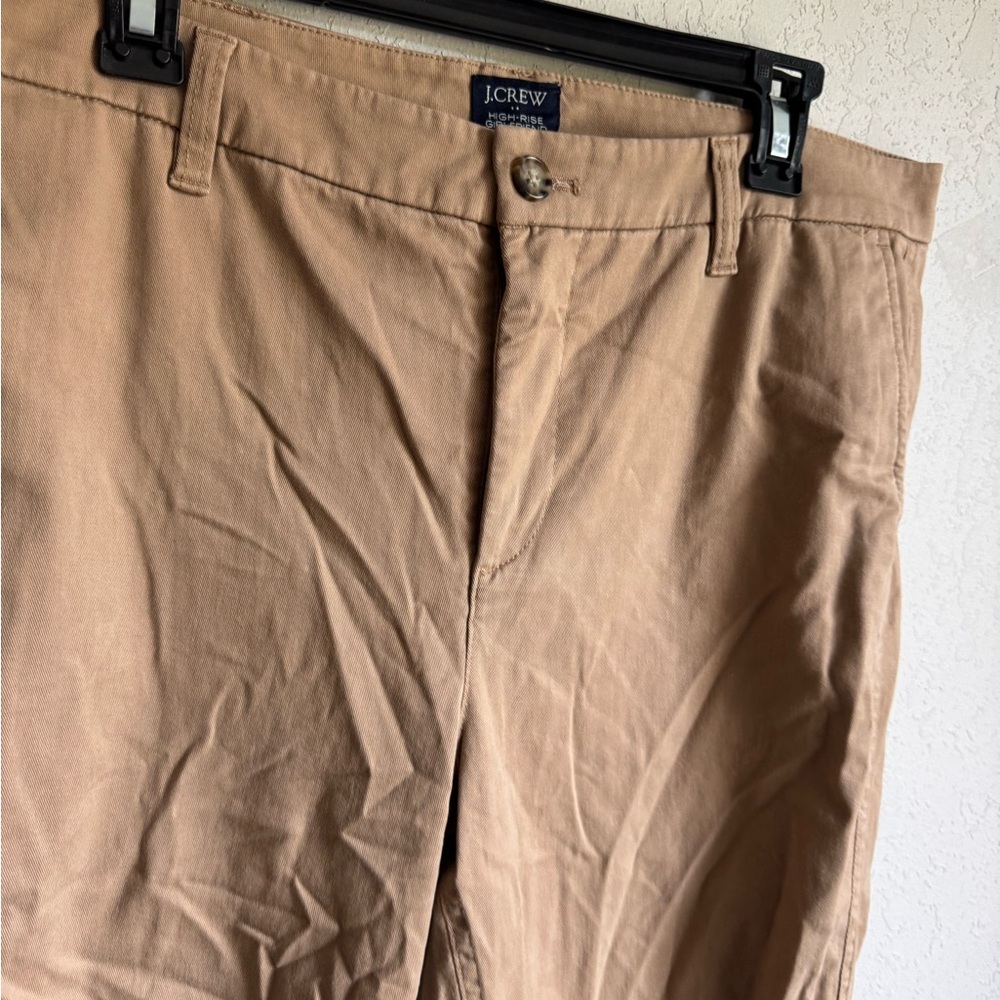 J Crew Tan High Rise Girlfriend Chino Tapered Leg Pant Womens 12 Careerwear - Picture 2 of 6